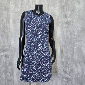 Vintage 90s Y2K David Wayne Womens M‎ Blue Mod Floral Textured Tank Dress